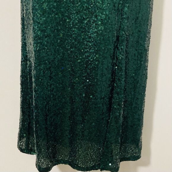 Altar'd State Sz XXS Paityn Strapless Sequin Maxi Dress Satin Halter Top Green - Picture 5 of 11